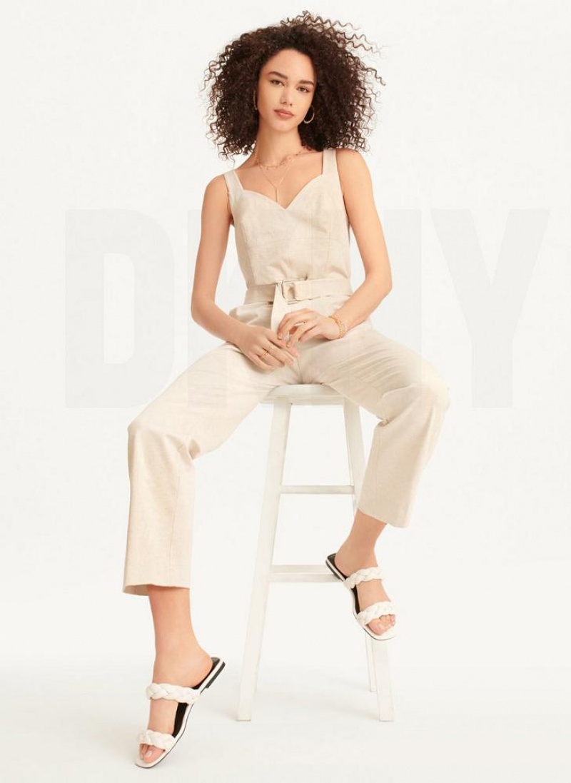 Ολοσωμη Φορμα DKNY Linen Belted γυναικεια Μπεζ | Greece_D0773