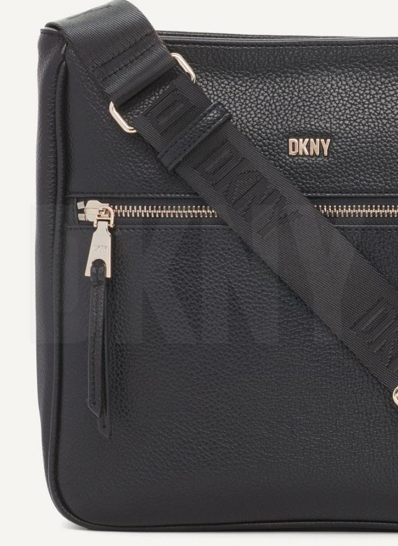 τσάντεσ χιαστί DKNY Maxine Messenger γυναικεια μαυρα χρυσο χρωμα | Greece_D0451