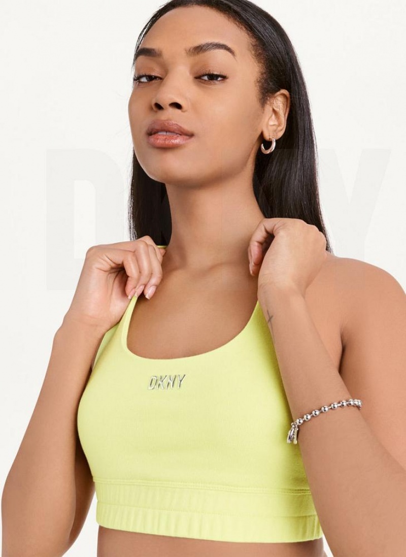 Μπλουζακια Αμανικα DKNY Metallic Logo Bralette γυναικεια ανοιχτο πρασινο | Greece_D0560