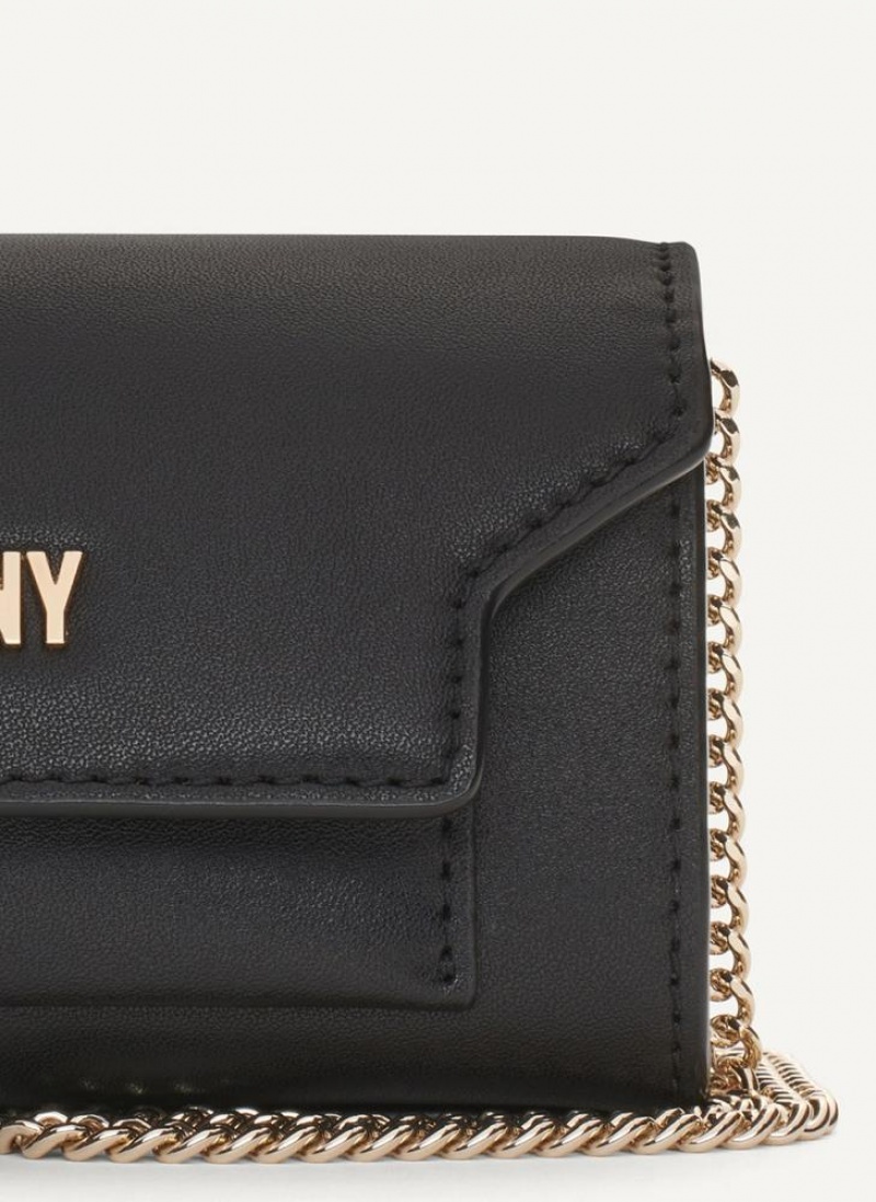 τσάντεσ χιαστί DKNY Millie Micro Flap γυναικεια μαυρα χρυσο χρωμα | Greece_D0837