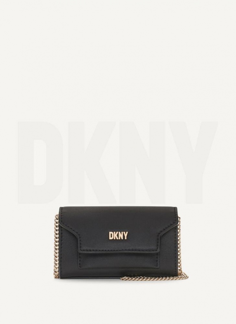 τσάντεσ χιαστί DKNY Millie Micro Flap γυναικεια μαυρα χρυσο χρωμα | Greece_D0837