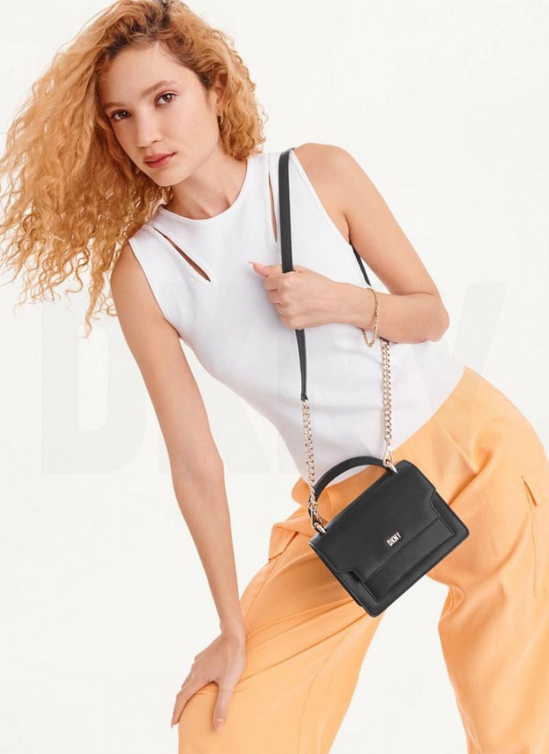 τσάντεσ χιαστί DKNY Millie γυναικεια μαυρα χρυσο χρωμα | Greece_D1851