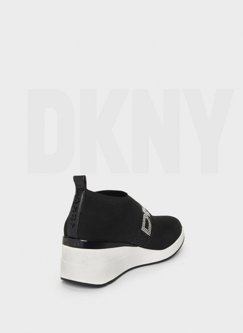 Αθλητικα Παπουτσια DKNY Parks Rhinestone Wedge γυναικεια μαυρα | Greece_D1208