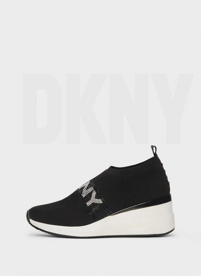 Αθλητικα Παπουτσια DKNY Parks Rhinestone Wedge γυναικεια μαυρα | Greece_D1208