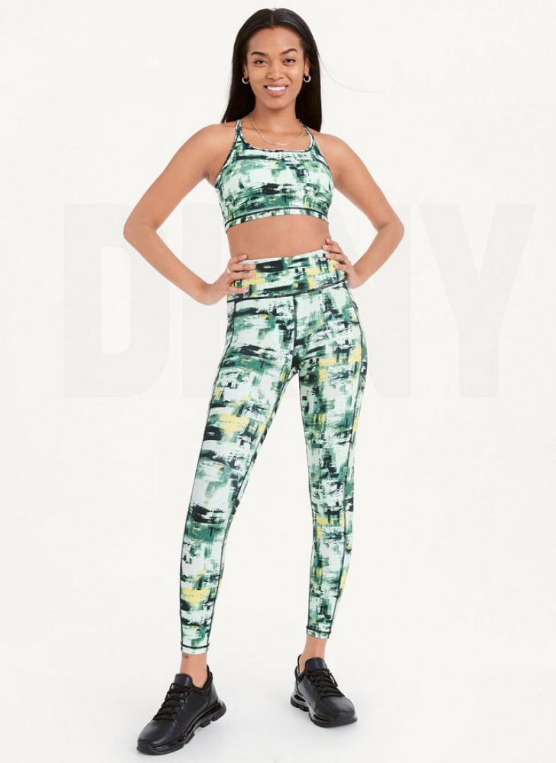 Μπλουζακια Αμανικα DKNY Printed Racerback Sports Bra γυναικεια πρασινο | Greece_D0425