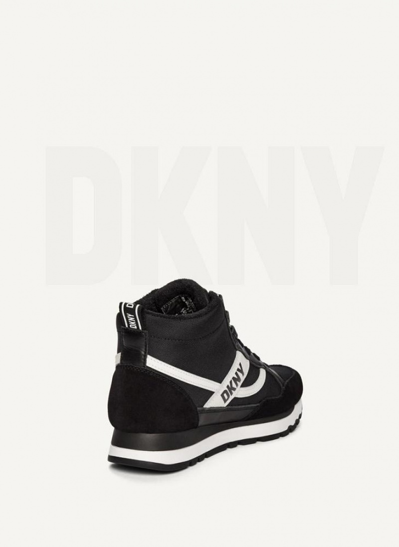 Αθλητικα Παπουτσια DKNY Retro High Top γυναικεια μαυρα | Greece_D1622