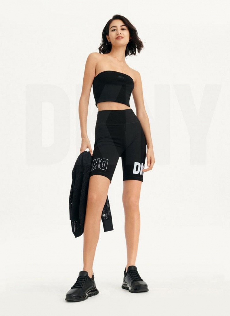 Μπλουζακια Αμανικα DKNY Rib Crop Tube γυναικεια μαυρα | Greece_D1256