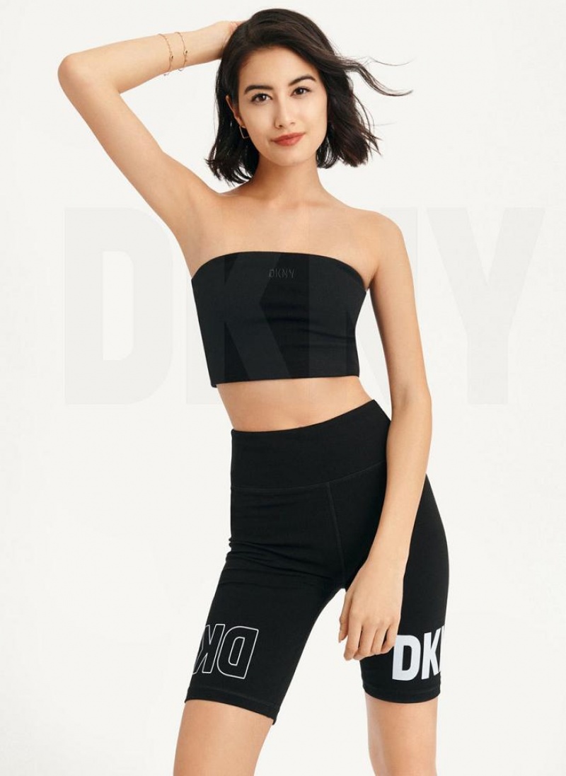 Μπλουζακια Αμανικα DKNY Rib Crop Tube γυναικεια μαυρα | Greece_D1256