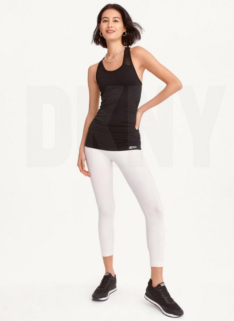 Μπλουζακια Αμανικα DKNY Seamless Racerback Ruched γυναικεια μαυρα | Greece_D0821