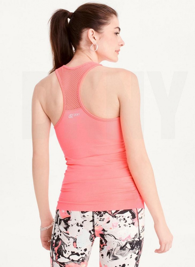 Μπλουζακια Αμανικα DKNY Seamless Racerback Ruched γυναικεια ροζ | Greece_D0173