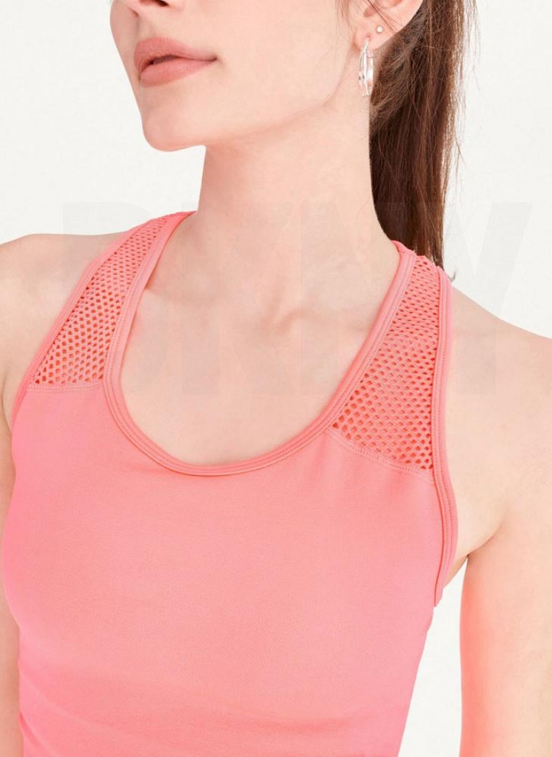 Μπλουζακια Αμανικα DKNY Seamless Racerback Ruched γυναικεια ροζ | Greece_D0173