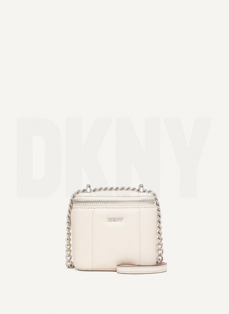 τσάντεσ χιαστί DKNY Seva Mini Box γυναικεια ασπρα ασημι | Greece_D0282