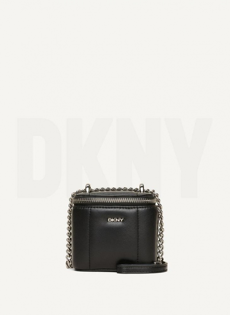 τσάντεσ χιαστί DKNY Seva Mini Box γυναικεια μαυρα ασημι | Greece_D0360