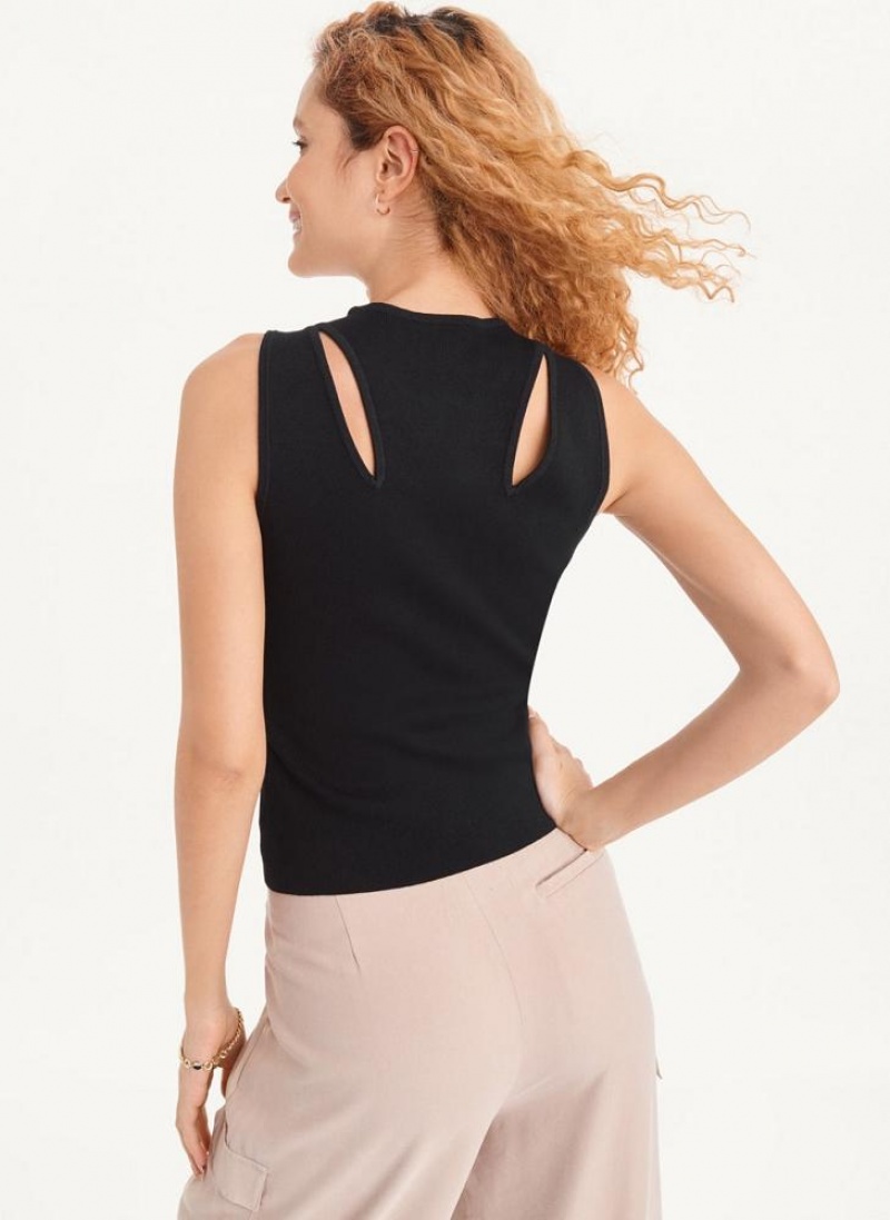 Μπλουζακια Αμανικα DKNY Shoulder Cut Out πουλοβερ γυναικεια μαυρα | Greece_D1706