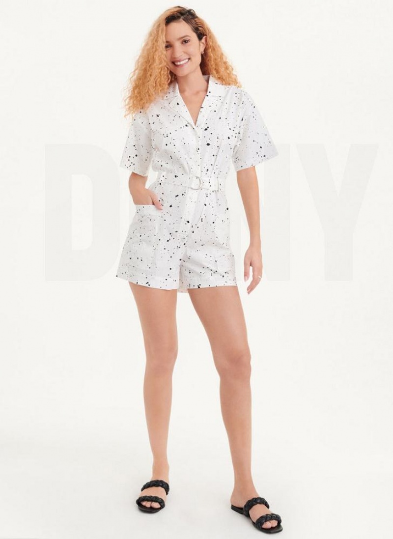 Ολοσωμη Φορμα DKNY Splatter Print γυναικεια ασπρα Πολύχρωμο | Greece_D1811