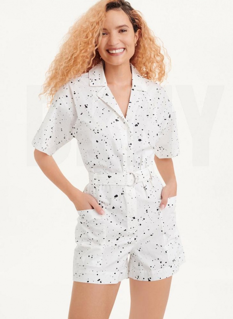 Ολοσωμη Φορμα DKNY Splatter Print γυναικεια ασπρα Πολύχρωμο | Greece_D1811