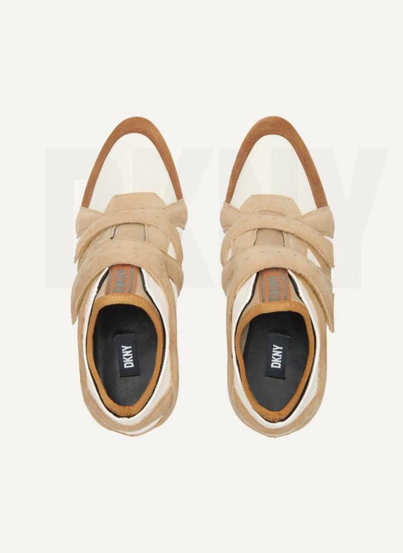 Αθλητικα Παπουτσια DKNY Velcro Wedge γυναικεια ασπρα | Greece_D0573