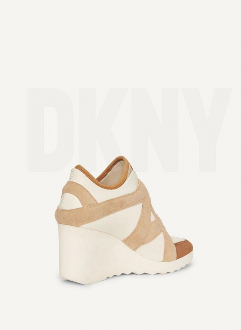 Αθλητικα Παπουτσια DKNY Velcro Wedge γυναικεια ασπρα | Greece_D0573