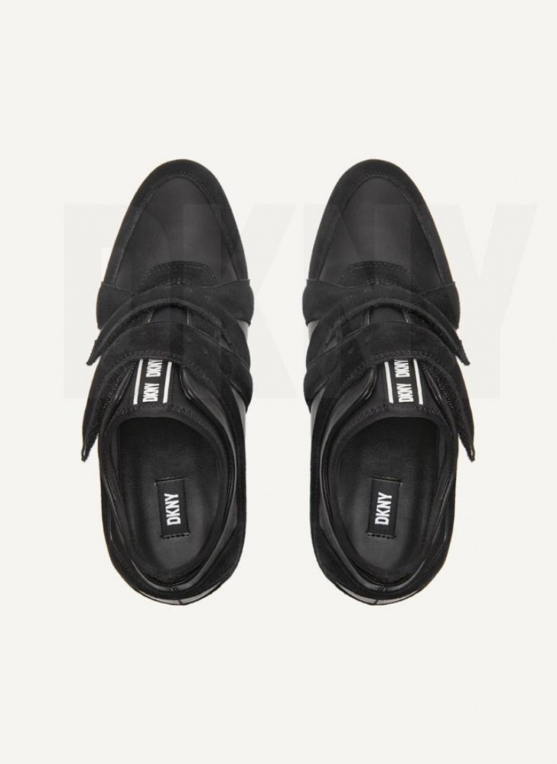 Αθλητικα Παπουτσια DKNY Velcro Wedge γυναικεια μαυρα | Greece_D0926