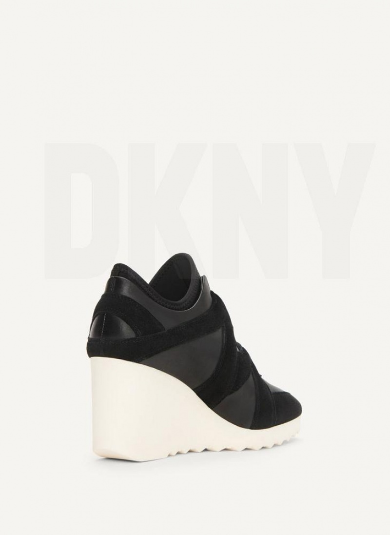 Αθλητικα Παπουτσια DKNY Velcro Wedge γυναικεια μαυρα | Greece_D0926