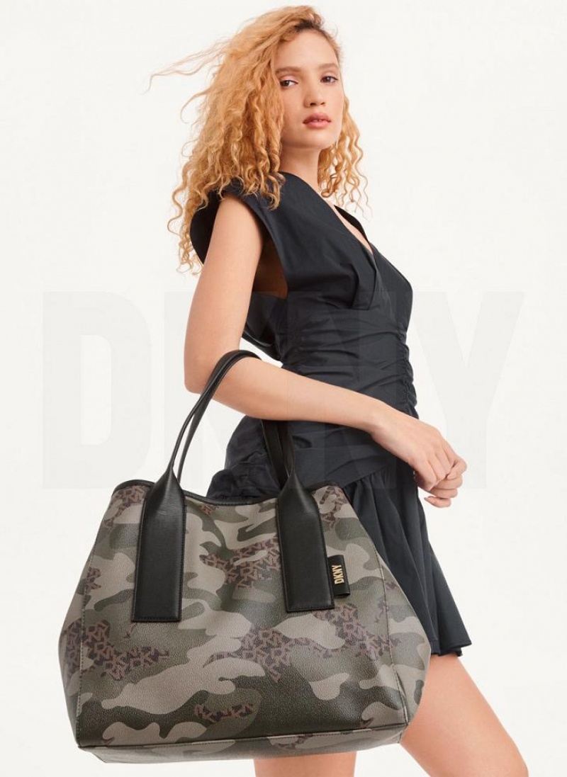 τσάντεσ tote DKNY Grayson Large γυναικεια καμουφλάζ μαυρα | Greece_D1603